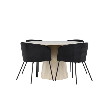 Lanzo Dining Table with Berit Dining Chair Venture Design Spisegruppe