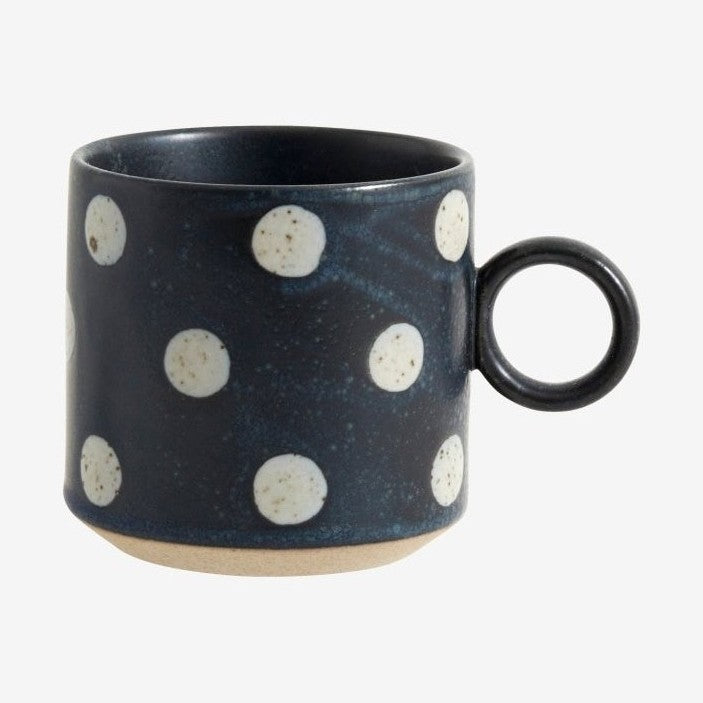 GRAINY keramiske krukker m/hank - h8 cm - mørkblå/sand Nordal TABLEWARE