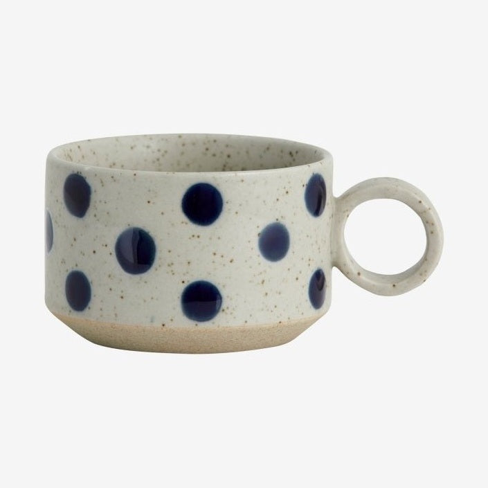 GRAINY keramisk tekopp m/hank - h5,5 cm - sand/mørkblå Nordal TABLEWARE