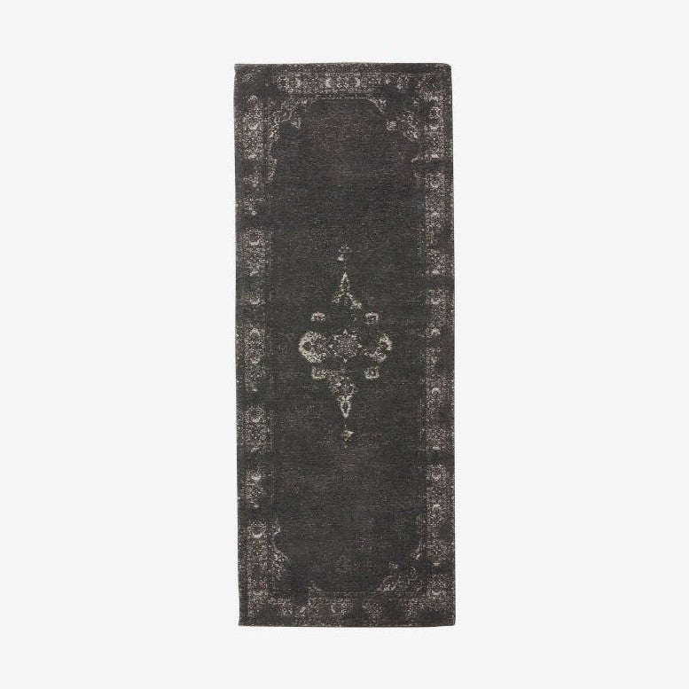 GRAND vevd bomullsdekk, 75x200 - mørkgrå/sort Nordal CARPETS