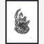HAND illustrasjon i blekk med ramme - 40x30 cm - svart/hvitt Nordal POSTERS