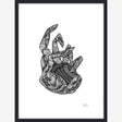 HAND illustrasjon i blekk med ramme - 40x30 cm - svart/hvitt Nordal POSTERS