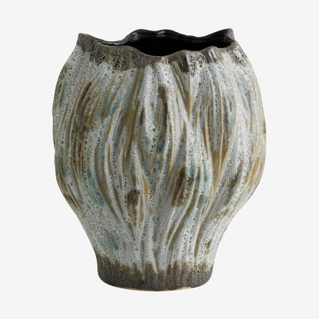 HENRY keramikkvas h25,5 cm - brun/hvit/grønn Nordal VASEBOWL
