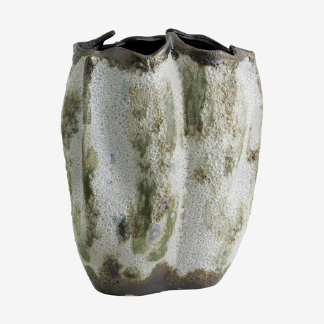 HENRY keramisk vase h35 cm - brun/hvit/grønn Nordal VASEBOWL