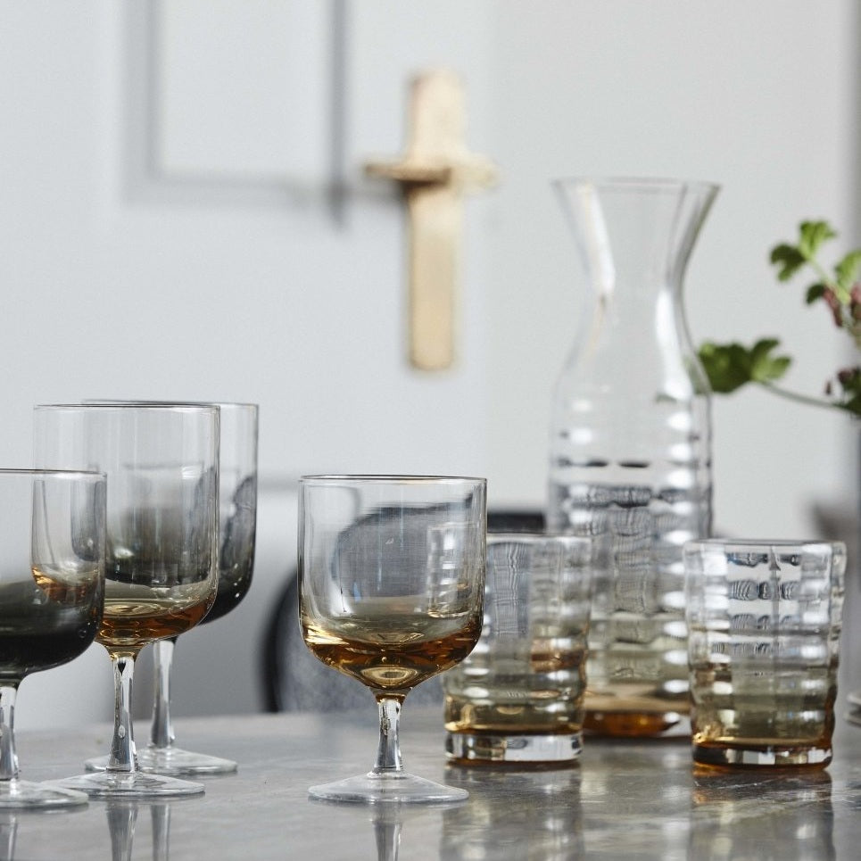JOG vannglas - h10 cm - klart glass / ravgul Nordal GLASS/JUGS