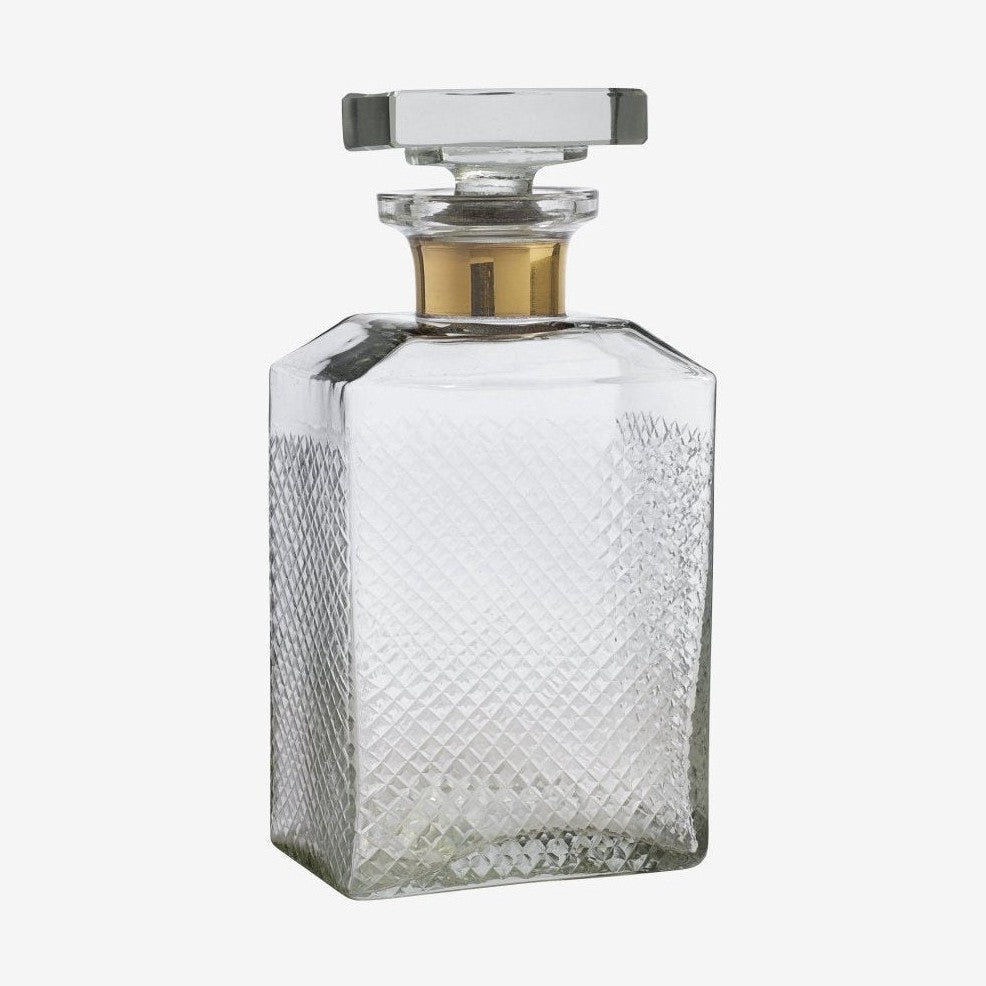 Karaffel i håndledd glass - h23 cm - gull finish - klar Nordal GLASS/JUGS