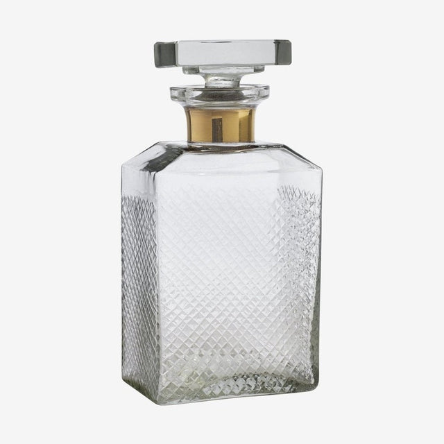 Karaffel i håndledd glass - h23 cm - gull finish - klar Nordal GLASS/JUGS