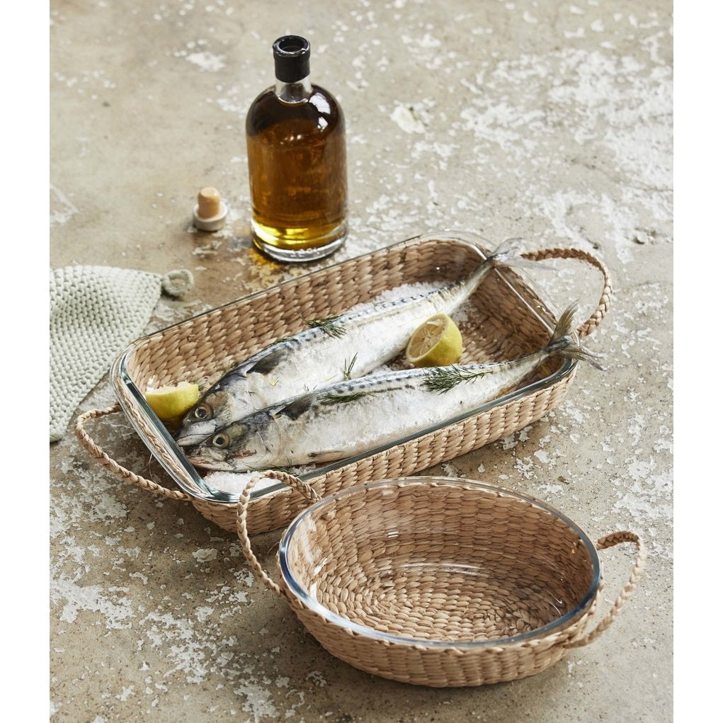 MACE ovnfast plate i glass m/korg, rundt Nordal TABLEWARE