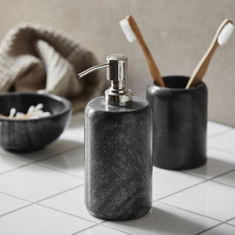 MARBLE skål i marmor - ø13 cm - svart/grå Nordal BATHROOM A