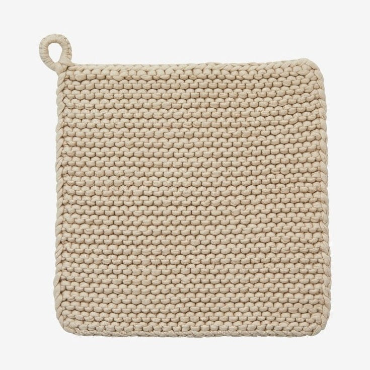 MIRA knittet pottelap i bomull - 1 stk - sand Nordal KITCHENTEX