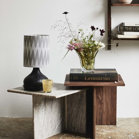 ODRA sidebord i mango og marmor - 2 stykker - H48/40 cm Nordal TABLES
