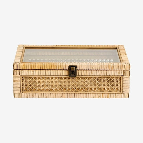 CASE rattanboks med glassåpning - 24x37 cm - natur Nordal STORAGE