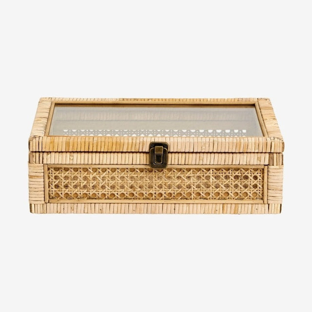CASE rattanboks med glassåpning - 24x37 cm - natur Nordal STORAGE