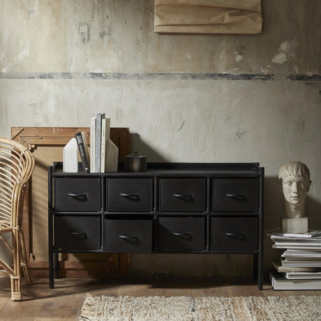 PORTLAND jernskål m/8 skuffer - 66x116 cm - sort Nordal CONSOLES