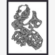 ROCAILLE illustrasjon i blekk med ramme - 40x30 cm - svart/hvit Nordal POSTERS