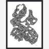ROCAILLE illustrasjon i blekk med ramme - 40x30 cm - svart/hvit Nordal POSTERS