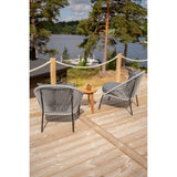Chania Knappbord ø40 + Lindos Lounge stol Venture Design Spisegruppe