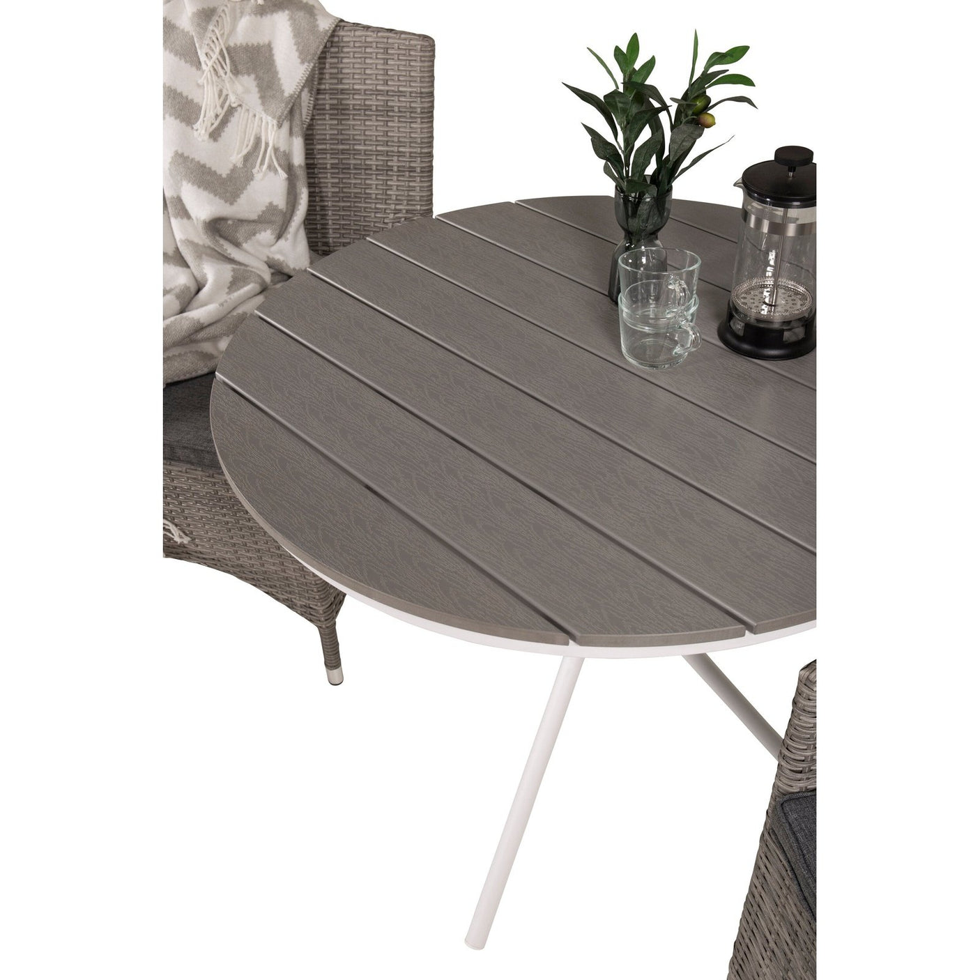 Parma cafébord ø90 + Malin Lenestol med pute Venture Design Spisegruppe