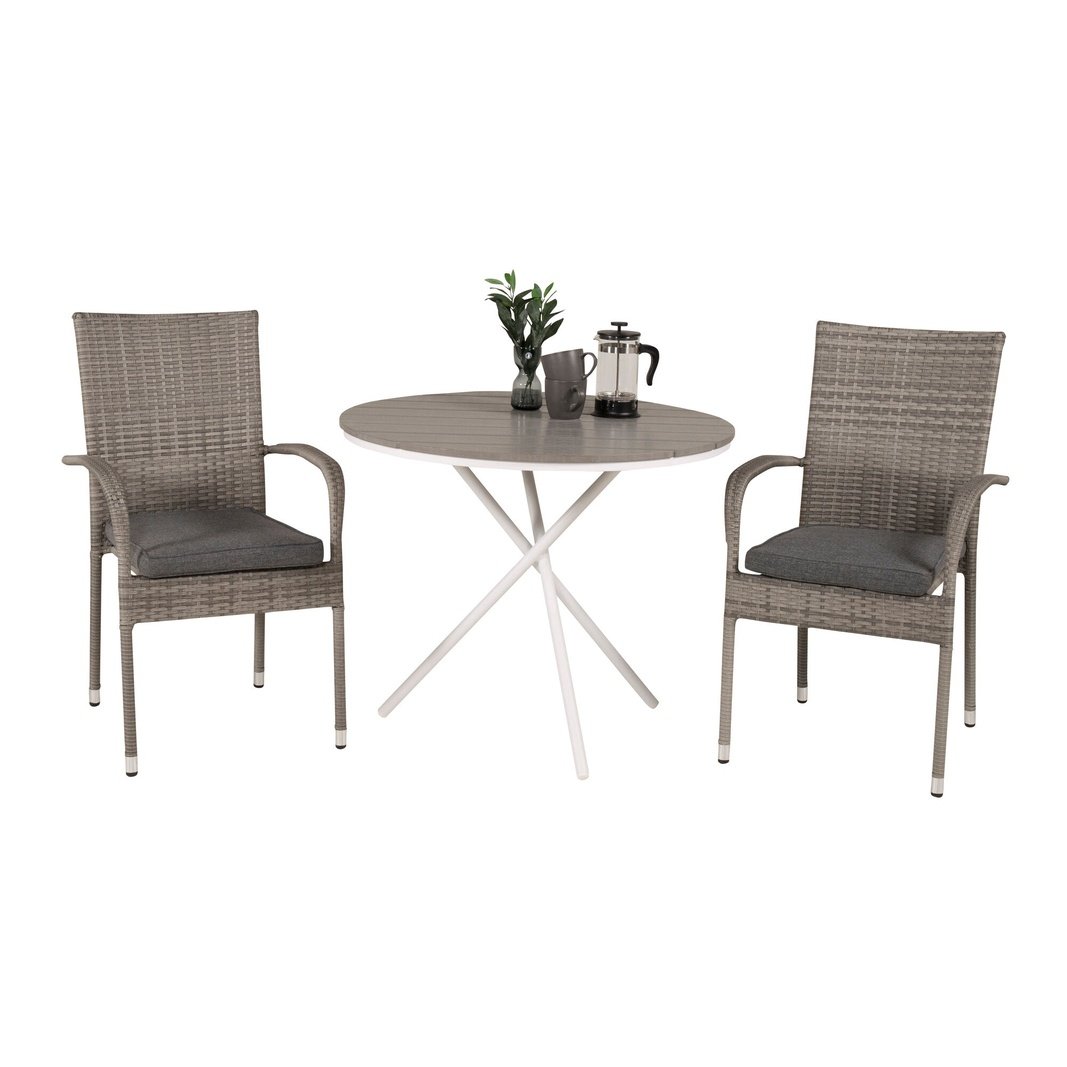 Parma cafébord ø90 + Anna Lenestol Venture Design Spisegruppe