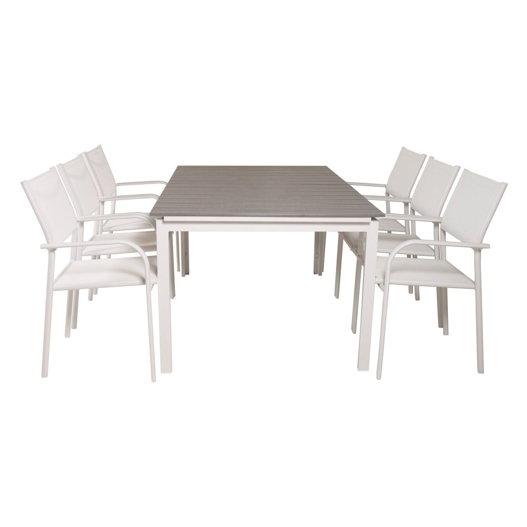 Levels bord 160/240 + Santorini Lenestol Venture Design Spisegruppe