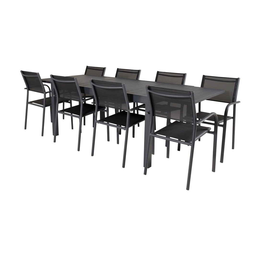Marbella bord 160/240/ Santorini Armlenstol Venture Design Spisegruppe