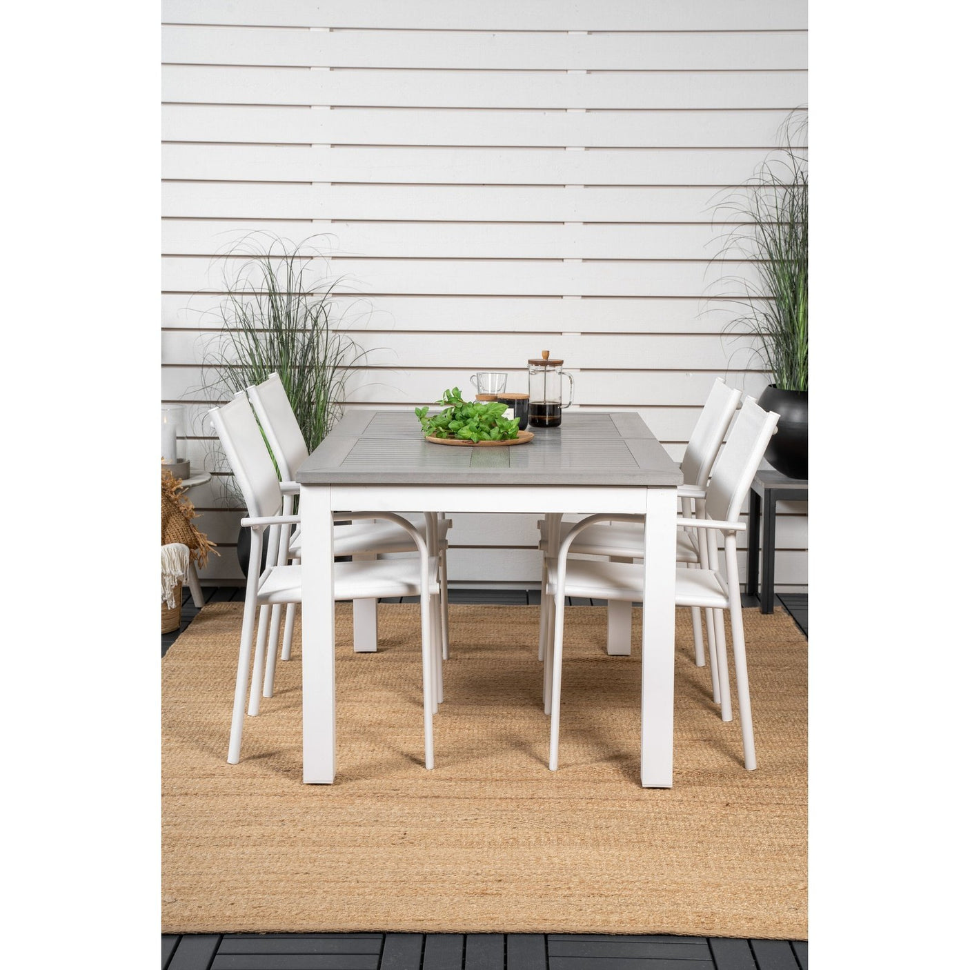 Albany Spisebord 152/210*90 + Santorini Armlenestol Venture Design Spisegruppe
