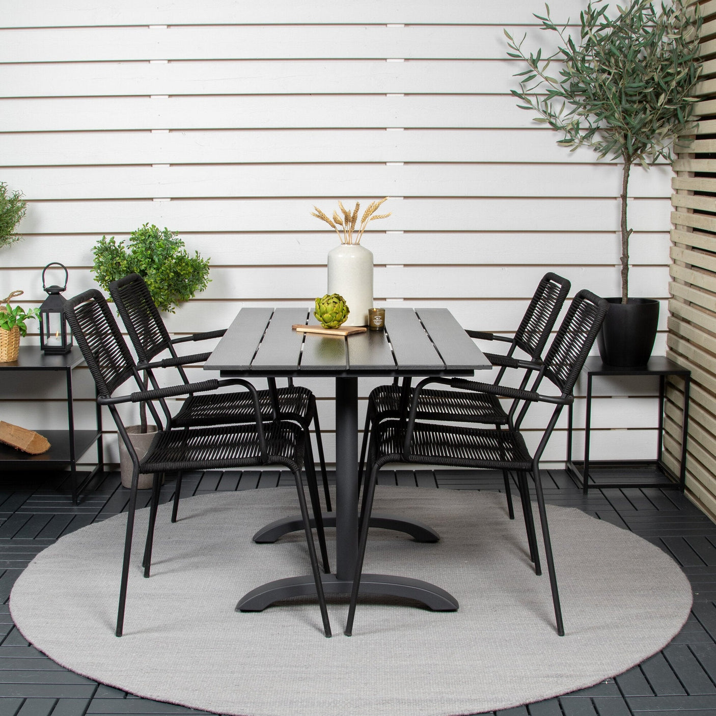 Denver Café Bord 120*70 + Lindos Lenestol Venture Design Spisegruppe