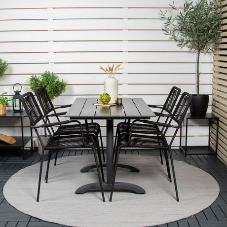 Denver Café Bord 120*70 + Lindos Lenestol Venture Design Spisegruppe