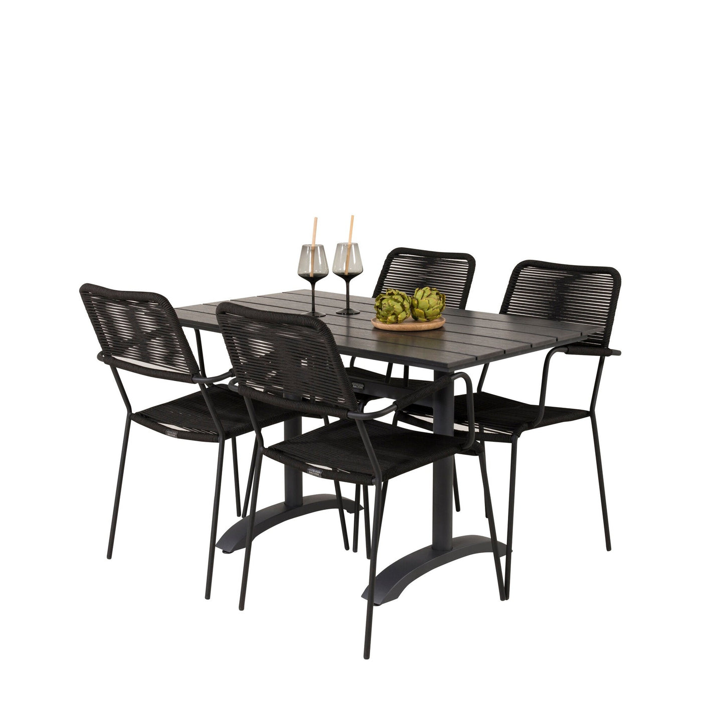 Denver Café Bord 120*70 + Lindos Lenestol Venture Design Spisegruppe