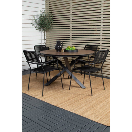 Lama Rundt Spisebord 140 + Lindos Lenestol Venture Design Spisegruppe