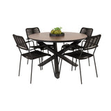 Lama Rundt Spisebord 140 + Lindos Lenestol Venture Design Spisegruppe