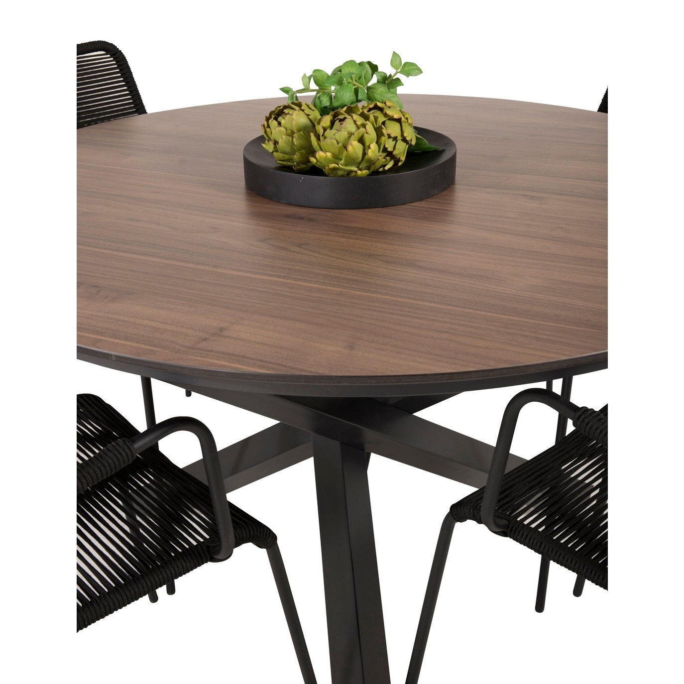 Lama Rundt Spisebord 140 + Lindos Lenestol Venture Design Spisegruppe