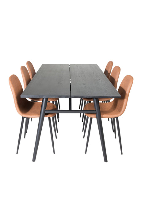 Sleek Extentiontable shed 195*95 + Polar spisestoler Brown / Venture Design Spisegruppe