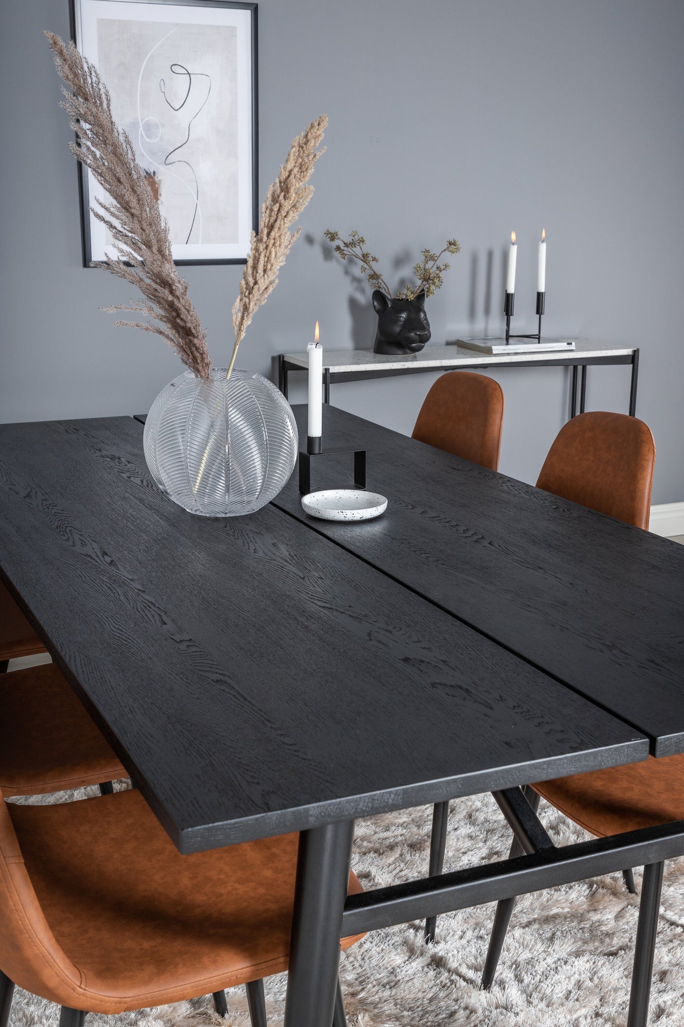 Sleek Extentiontable shed 195*95 + Polar spisestoler Brown / Venture Design Spisegruppe