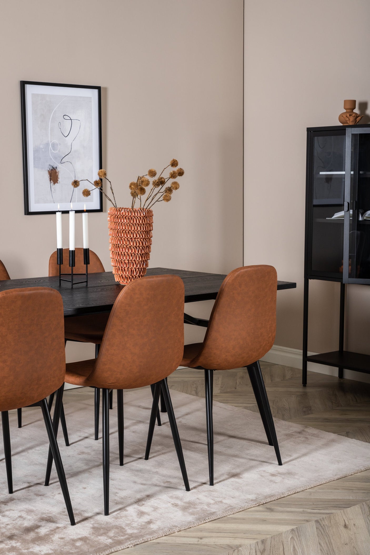 Sleek Extentiontable shed 195*95 + Polar spisestoler Brown / Venture Design Spisegruppe
