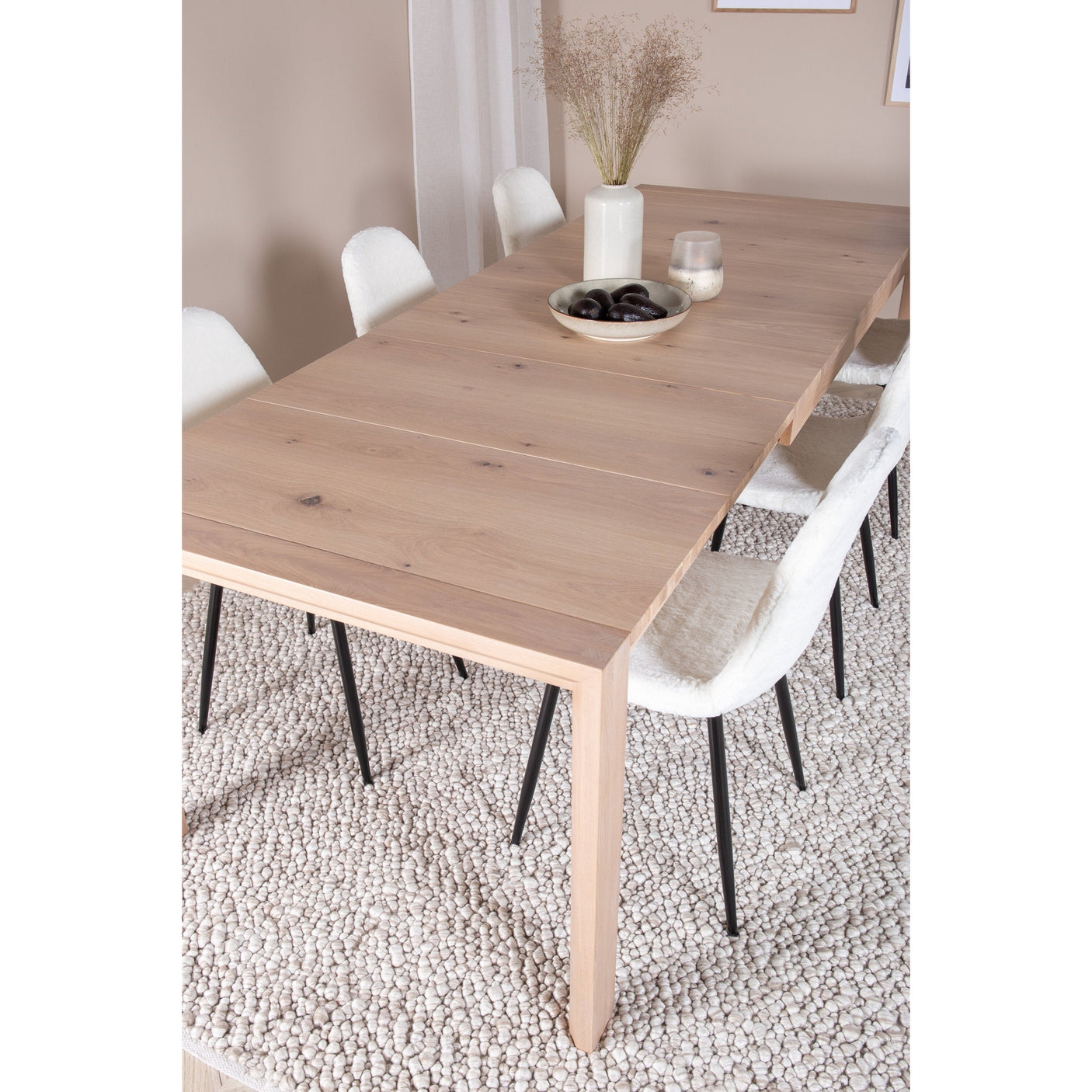 Slider Extention Table 170 +40 +40cm + Polar Fluff spisestoler Venture Design Spisegruppe