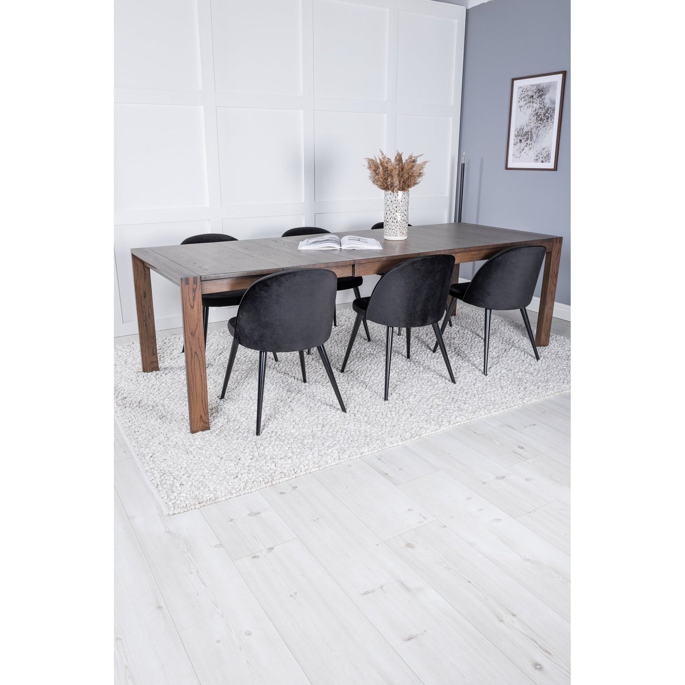 Slider Extention Table 170 +40 +40cm + Velvet spisestoler Venture Design Spisegruppe