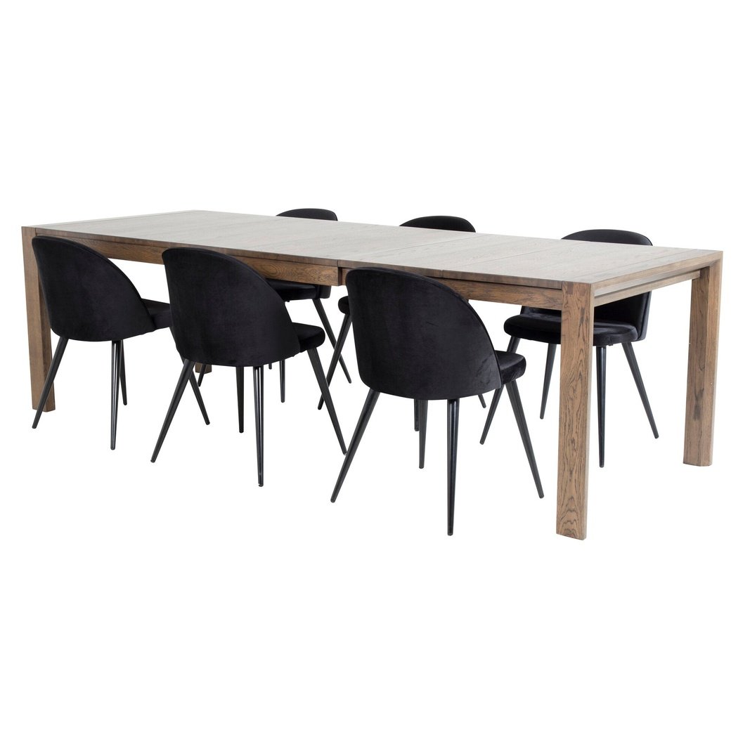 Slider Extention Table 170 +40 +40cm + Velvet spisestoler Venture Design Spisegruppe