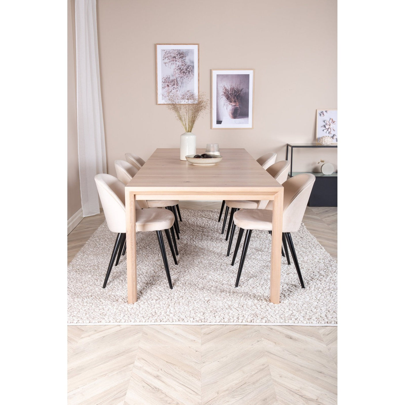 Slider Extention Table 170 +40 +40cm + Velvet spisestoler Venture Design Spisegruppe