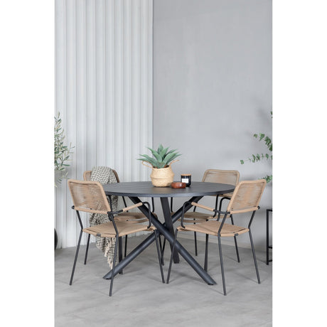 Alma Spisebord ø120cm + Lindos Lenestol Venture Design Spisegruppe