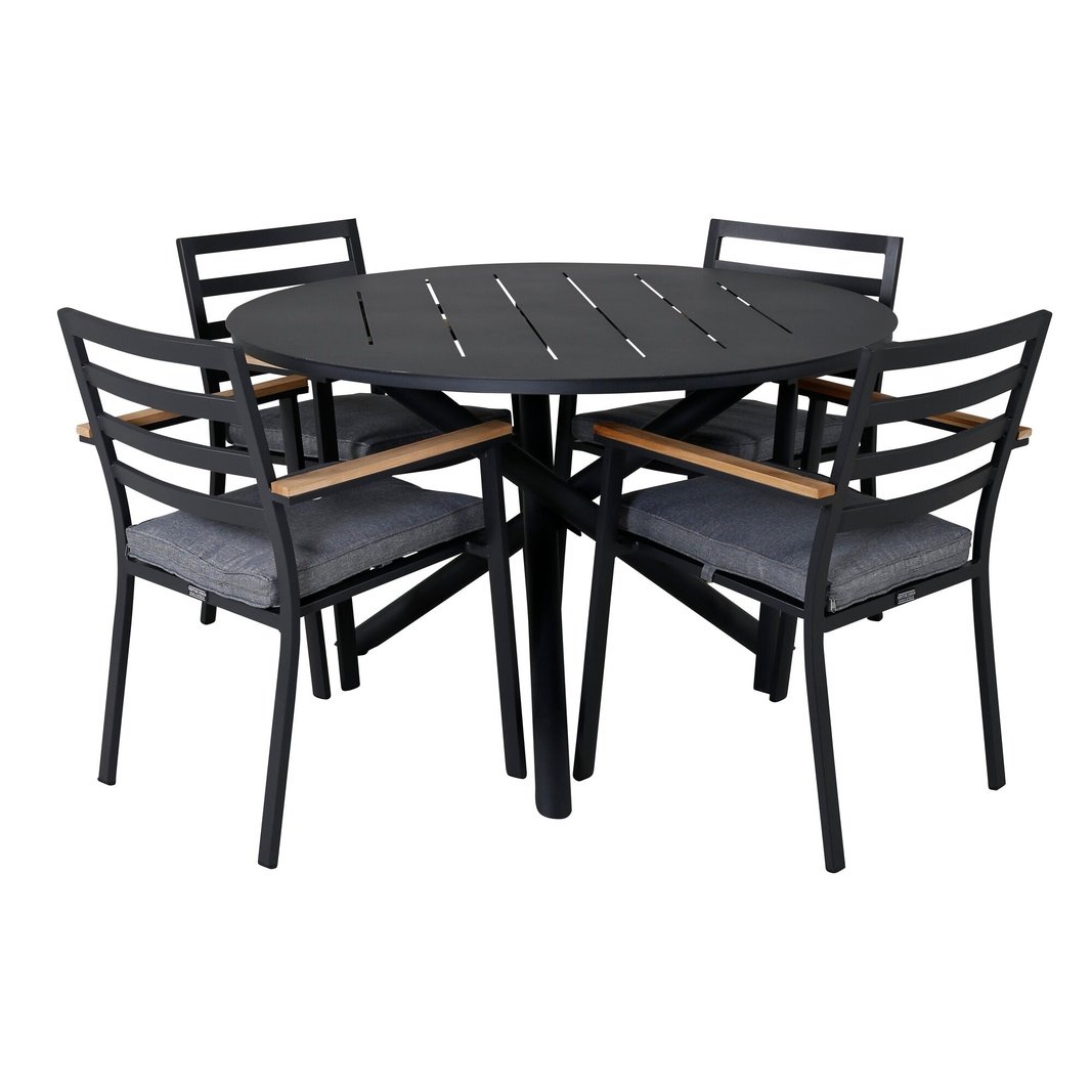 Alma spisebord ø120cm + Brasilia Karmstol Venture Design Spisegruppe