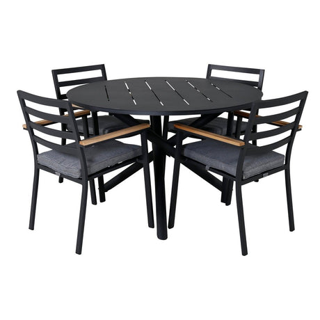 Alma spisebord ø120cm + Brasilia Karmstol Venture Design Spisegruppe