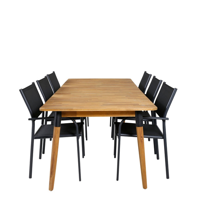 Julian spisebord 210*100cm + Santorini Lenestol Venture Design Spisegruppe