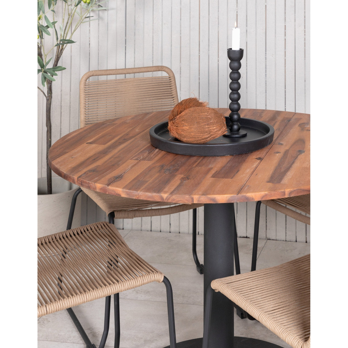 Cot spisebord ø100cm + Lindos stablestol Venture Design Spisegruppe