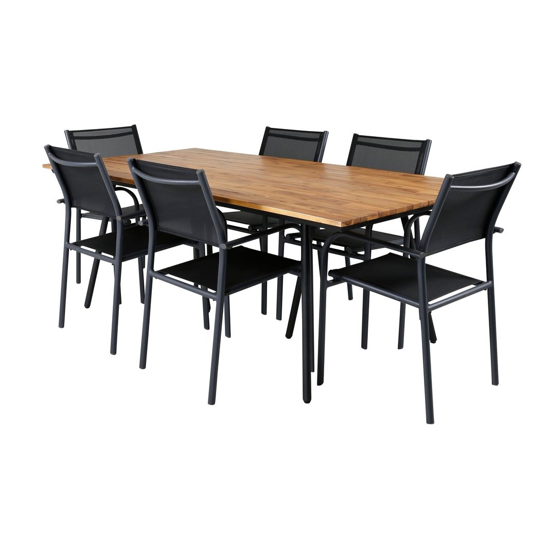 Chan spisebord 200cm + Santorini Armstol Venture Design Spisegruppe
