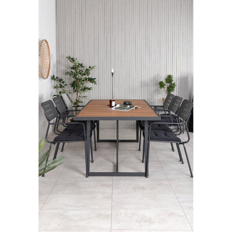 Khung Spisebord/ 200*100cm + Nicke spisestoler m. armlene Venture Design Spisegruppe