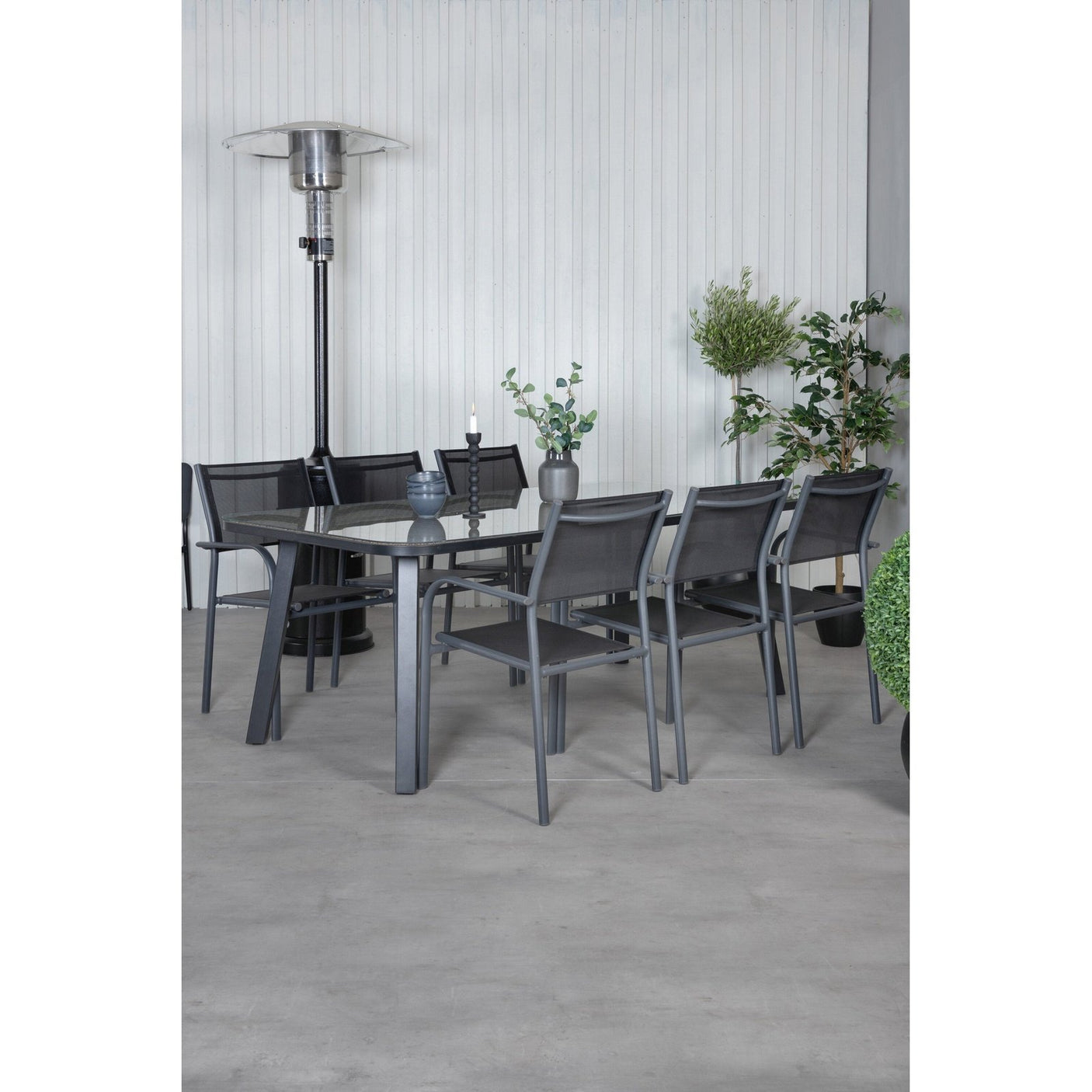 Paola spisebord 200*100 + Santorini Armstol Venture Design Spisegruppe