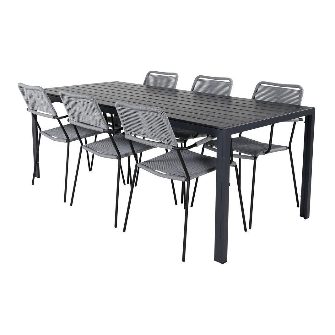 Pause bord 205*90 + Lindos Lenestol Venture Design Spisegruppe