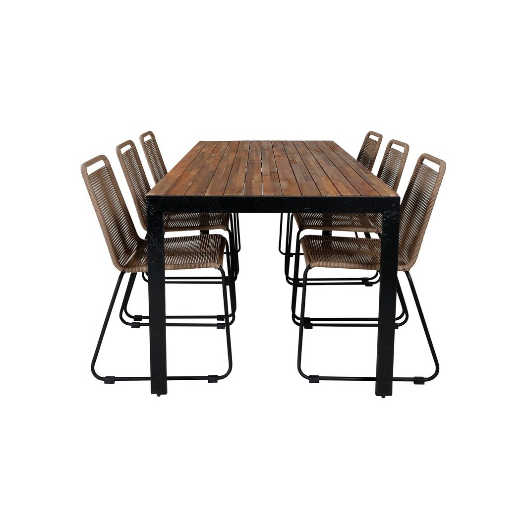 Bois Spisebord 205*90cm + Lindos Venture Design Spisegruppe