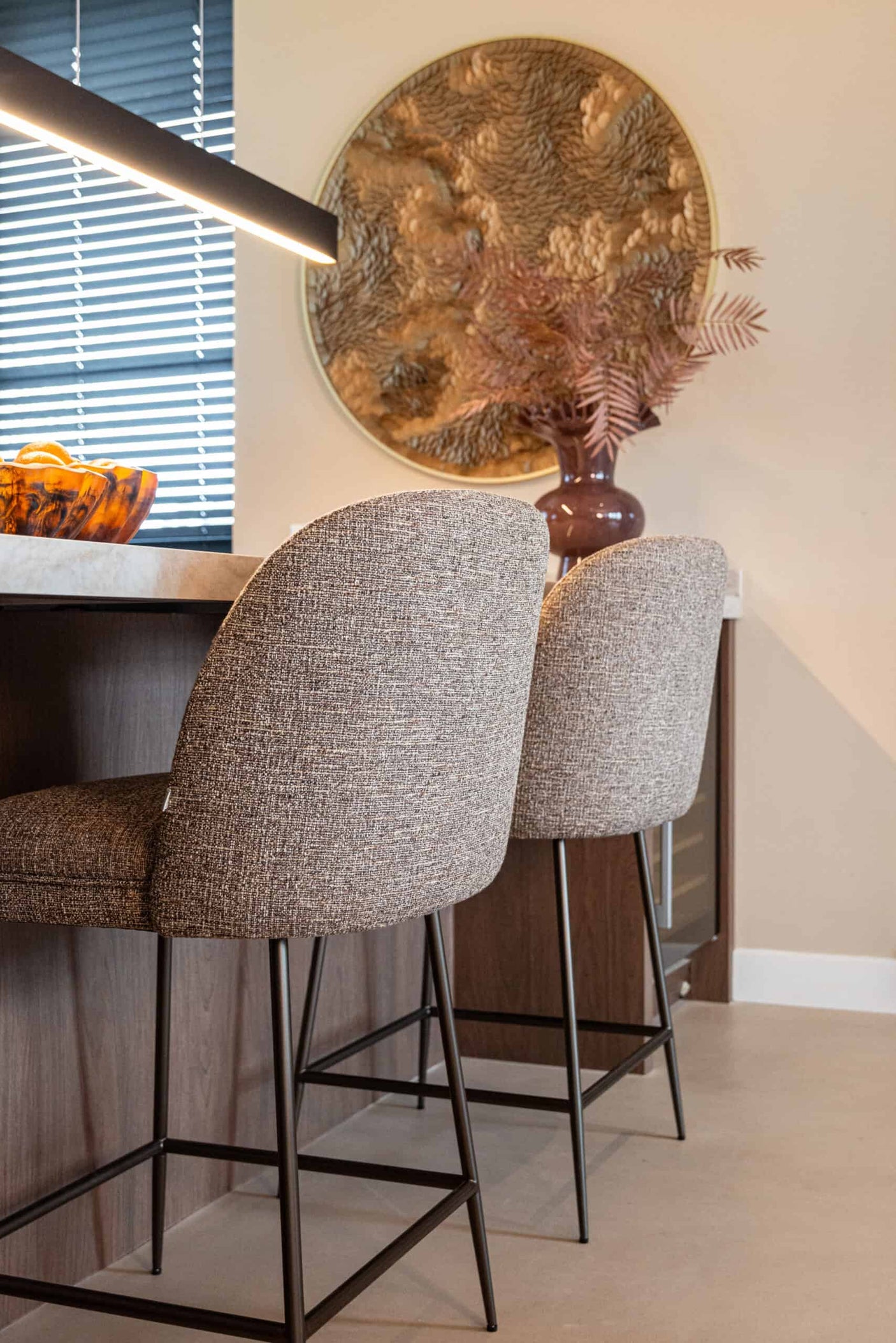 Counter stool Pullitzer brun tweed Richmond Interiors Barstol